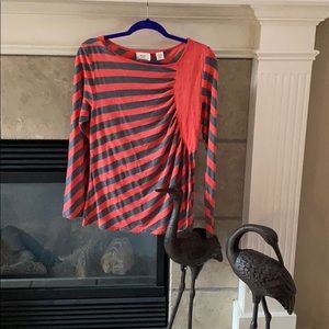 Coral and heather grey long sleeve shirt